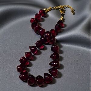 SALE!! Burgundy Hand-Tied Bead Necklace